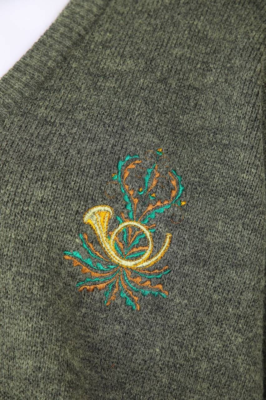 Carou VINTAGE V-Neck-Pullover Mit Stickereien