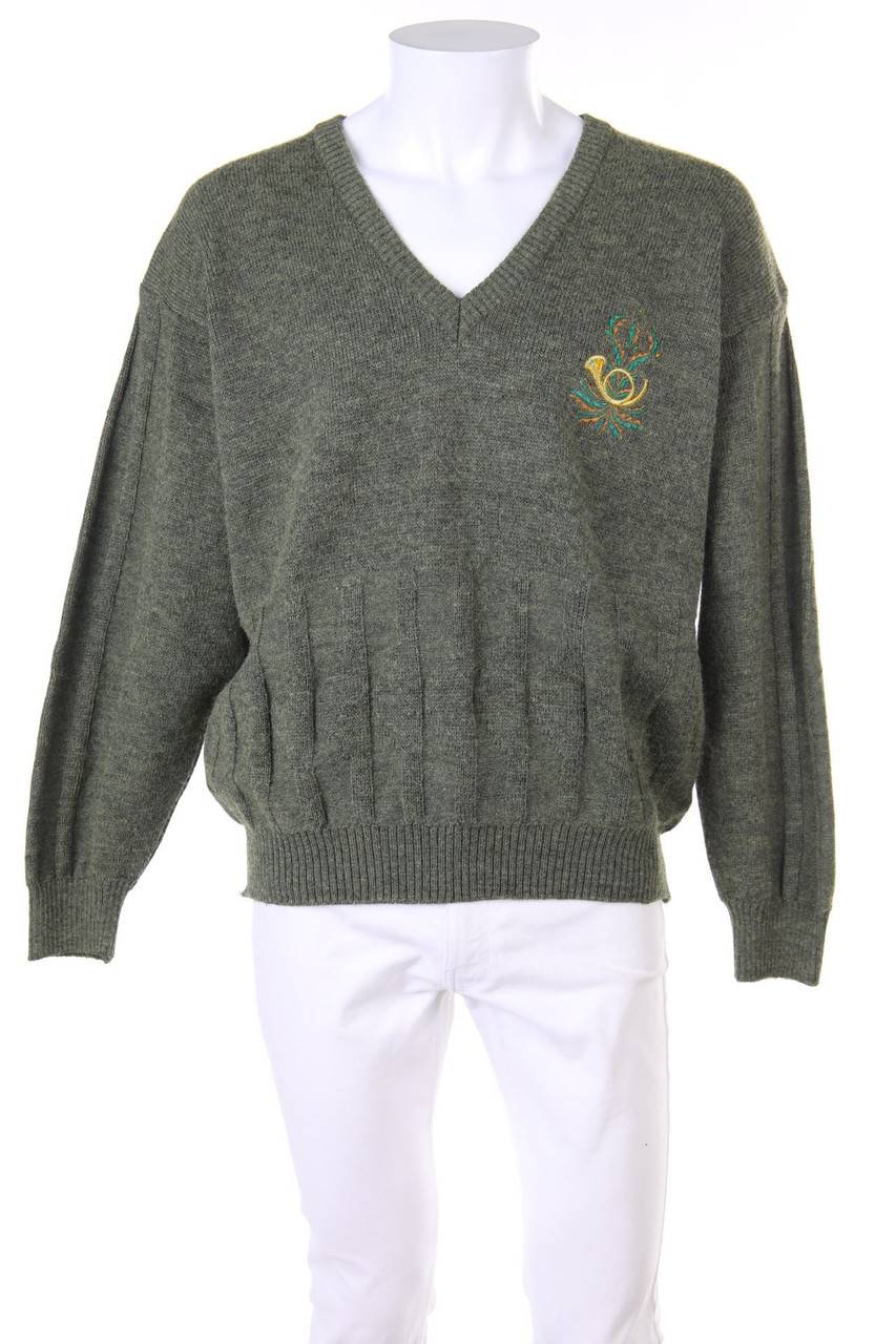Carou VINTAGE V-Neck-Pullover mit Stickereien