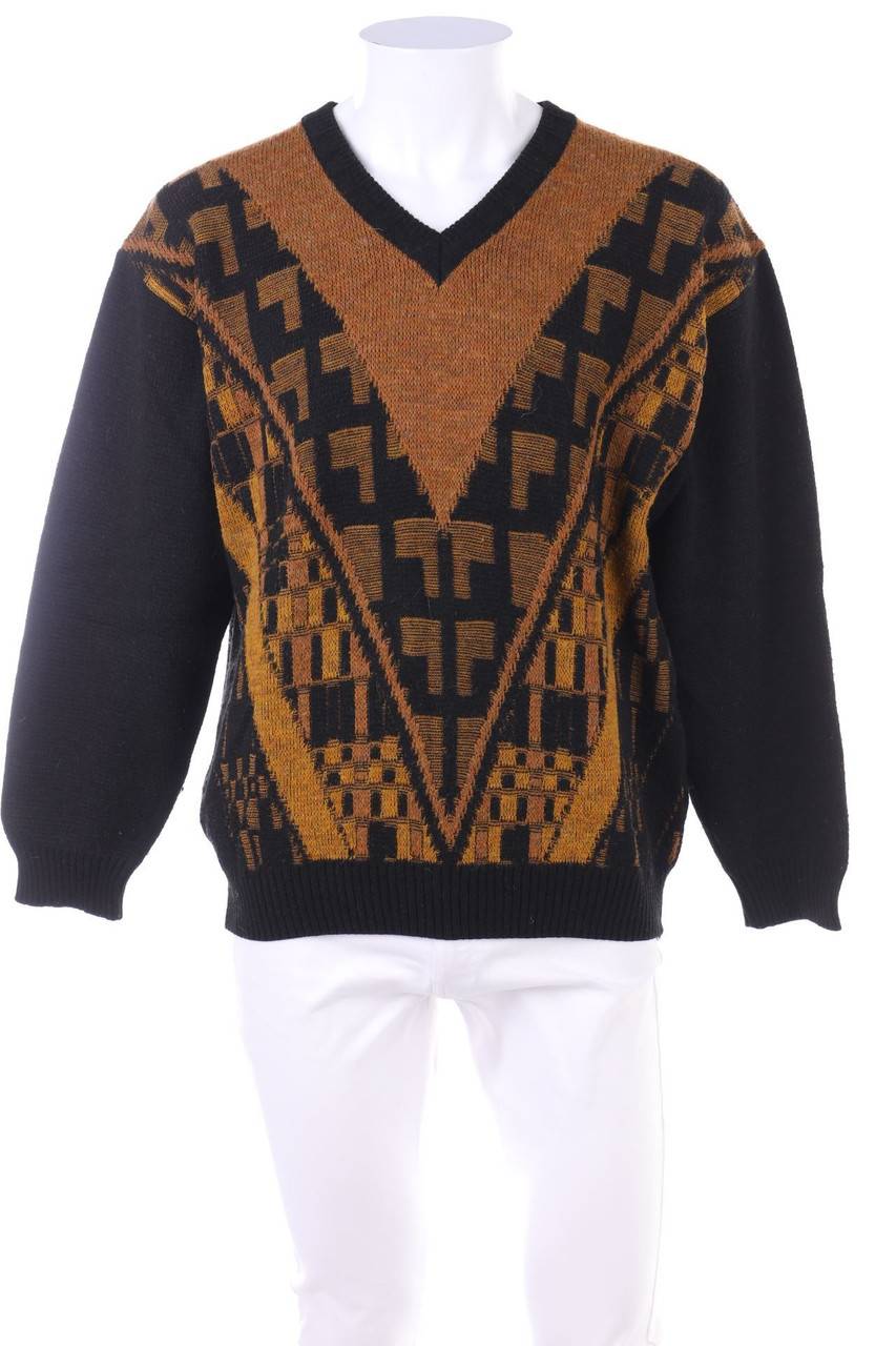 Carou VINTAGE Vintage-V-Neck-Pullover mit Muster