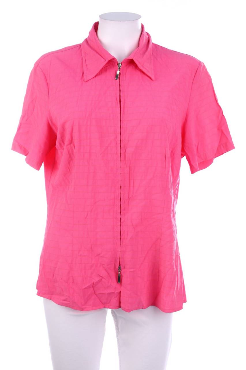 Carou VINTAGE Zipper-Hemd-Bluse mit kurzem Ärmel