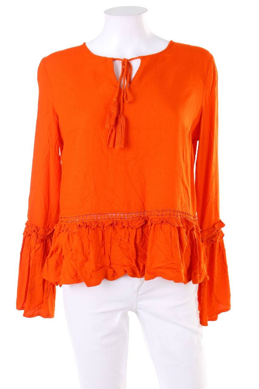 Carou YAS Bluse mit Trompetenärmeln