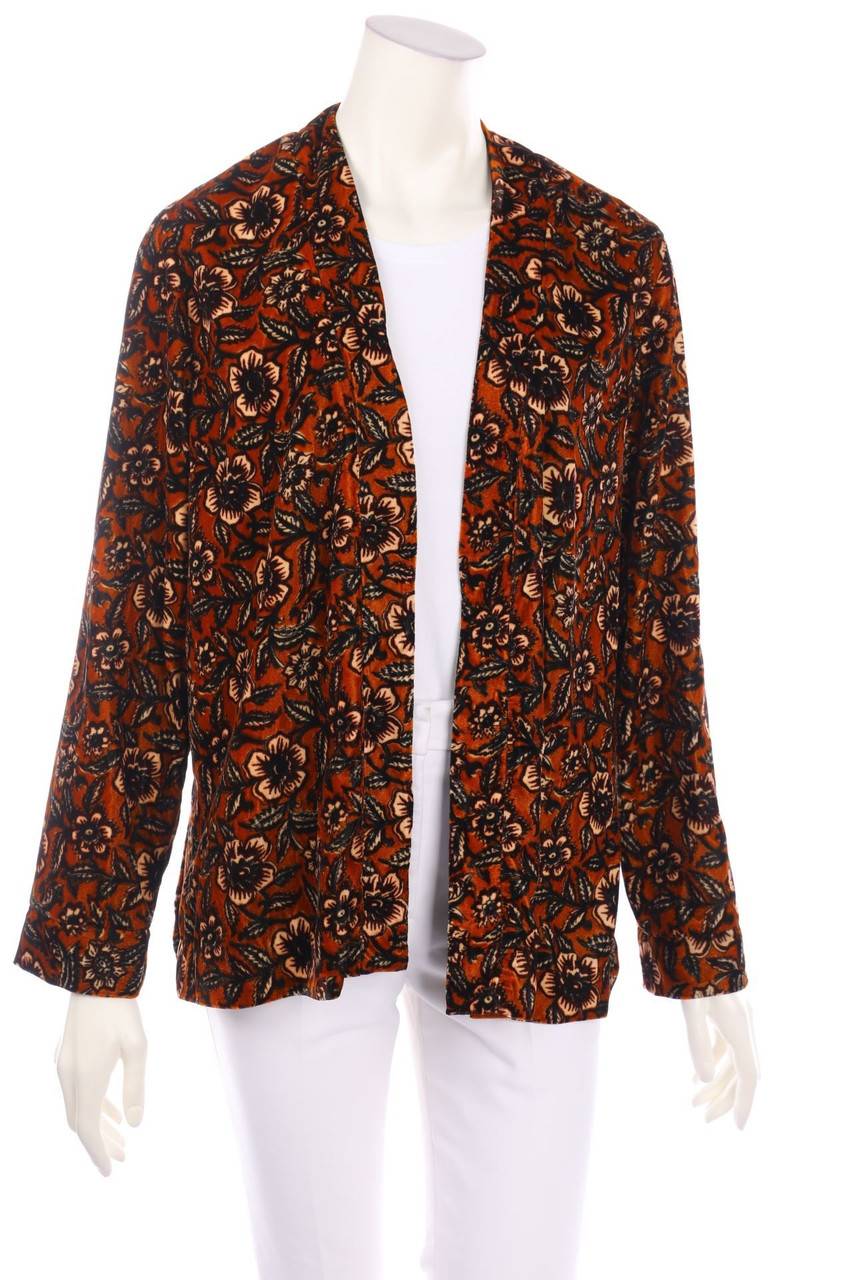 Carou Yerse Samt-Jacke mit Blumen-Print