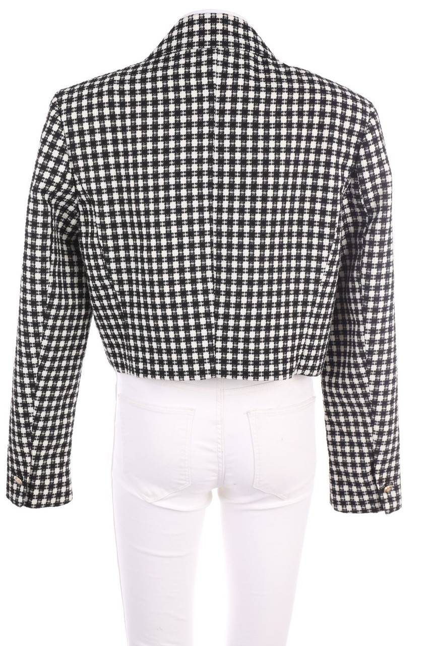 Carou ZARA Cropped-Blazer-Jacke Mit Karo-Muster