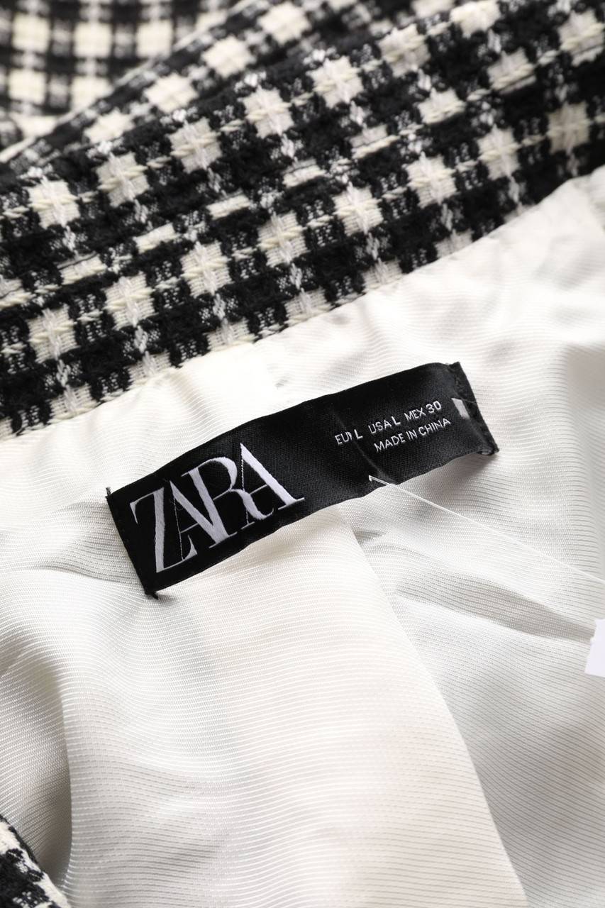 Carou ZARA Cropped-Blazer-Jacke Mit Karo-Muster