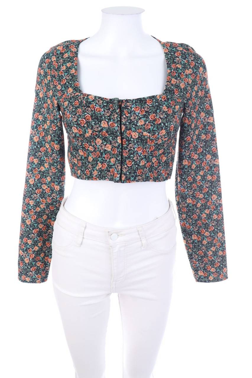 Carou ZARA Cropped-Bluse mit Blumen-Print