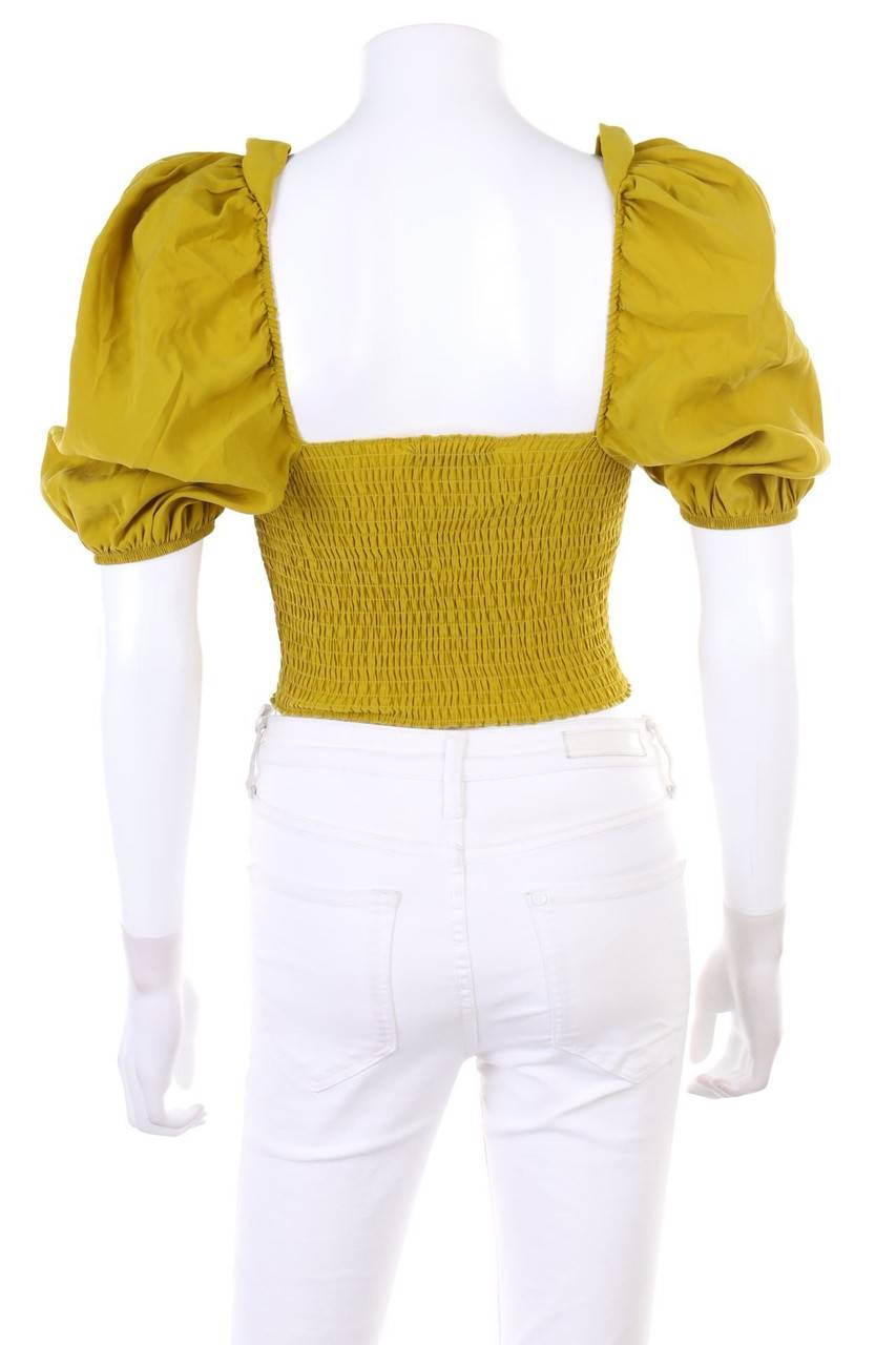 Carou ZARA Cropped-Bluse Mit Puffärmeln