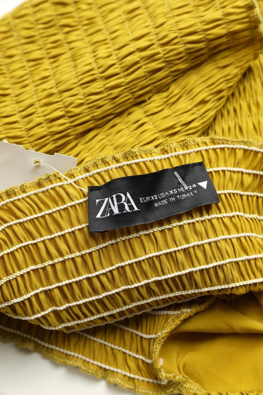 Carou ZARA Cropped-Bluse Mit Puffärmeln