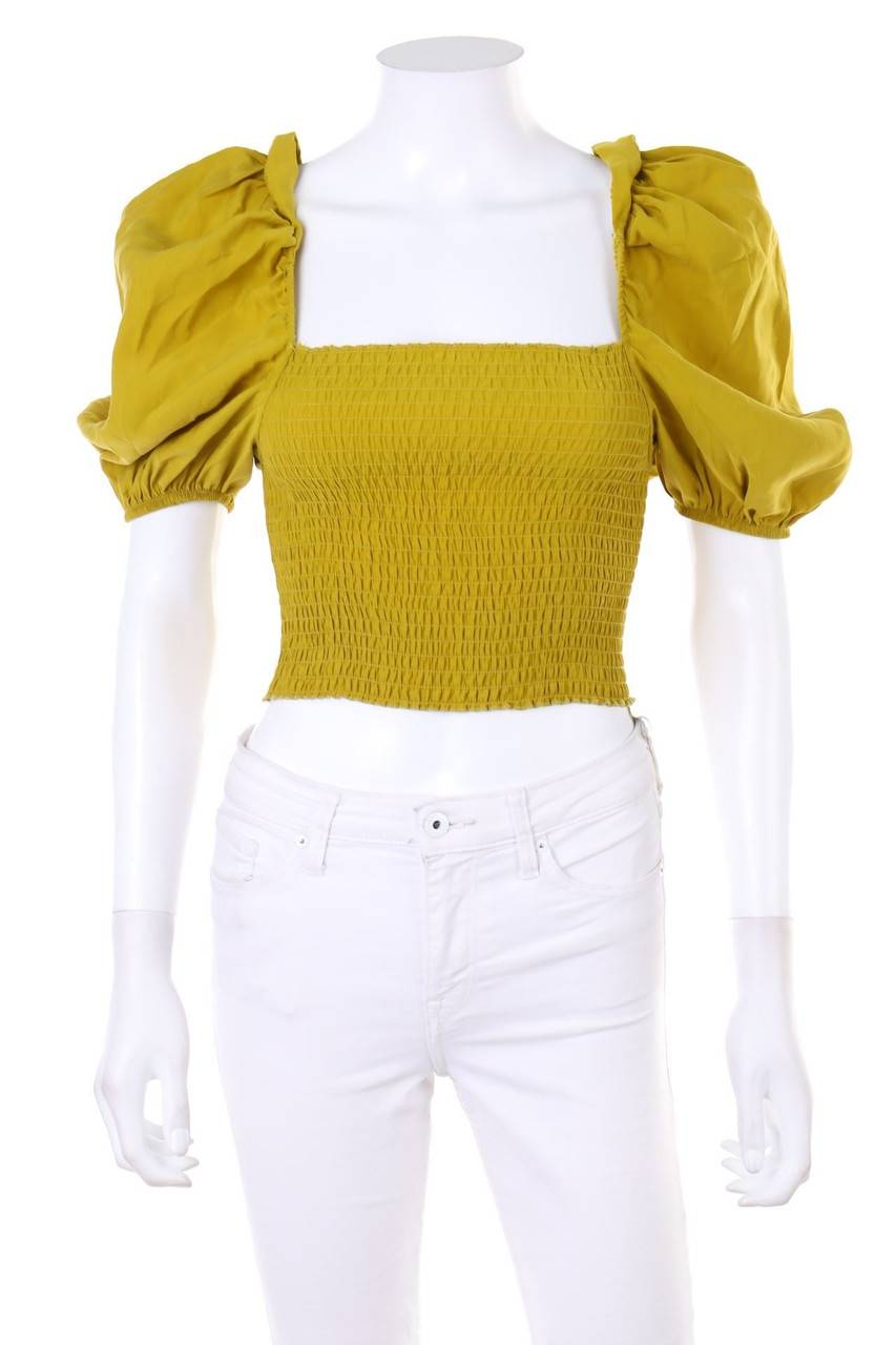 Carou ZARA Cropped-Bluse mit Puffärmeln