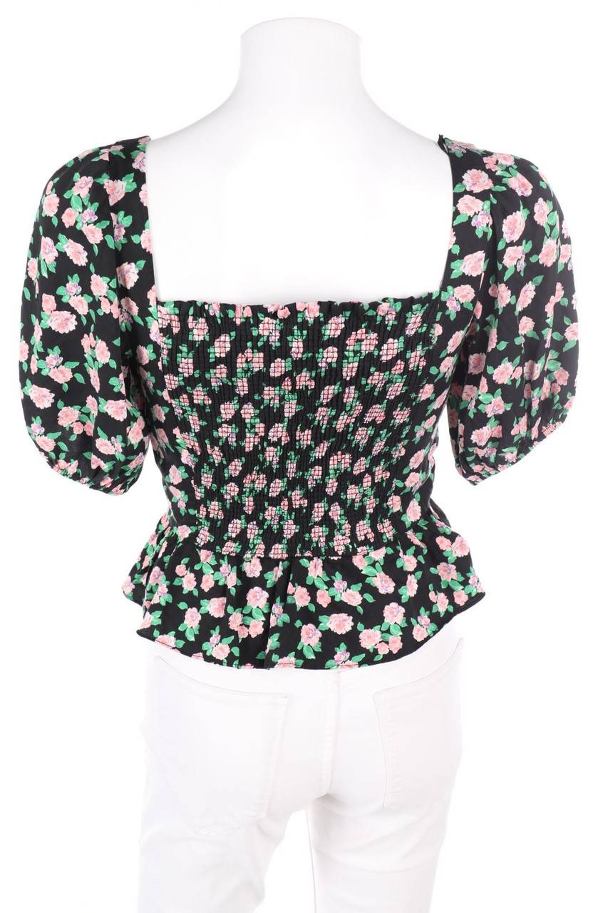 Carou ZARA Cropped-Kurzarm-Bluse Mit Blumen-Print
