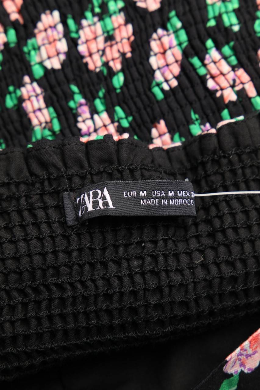 Carou ZARA Cropped-Kurzarm-Bluse Mit Blumen-Print