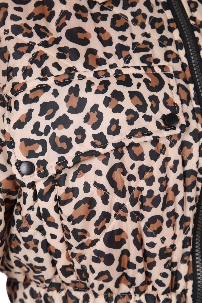Carou ZARA Cropped-wattierte Jacke Mit Leo-Print