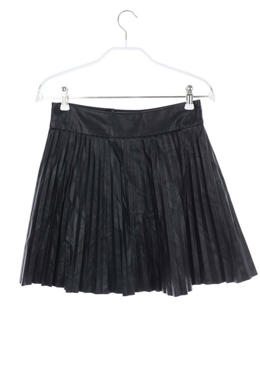 Carou ZARA Falten-Faux Leather-Rock Mit Knöpfen