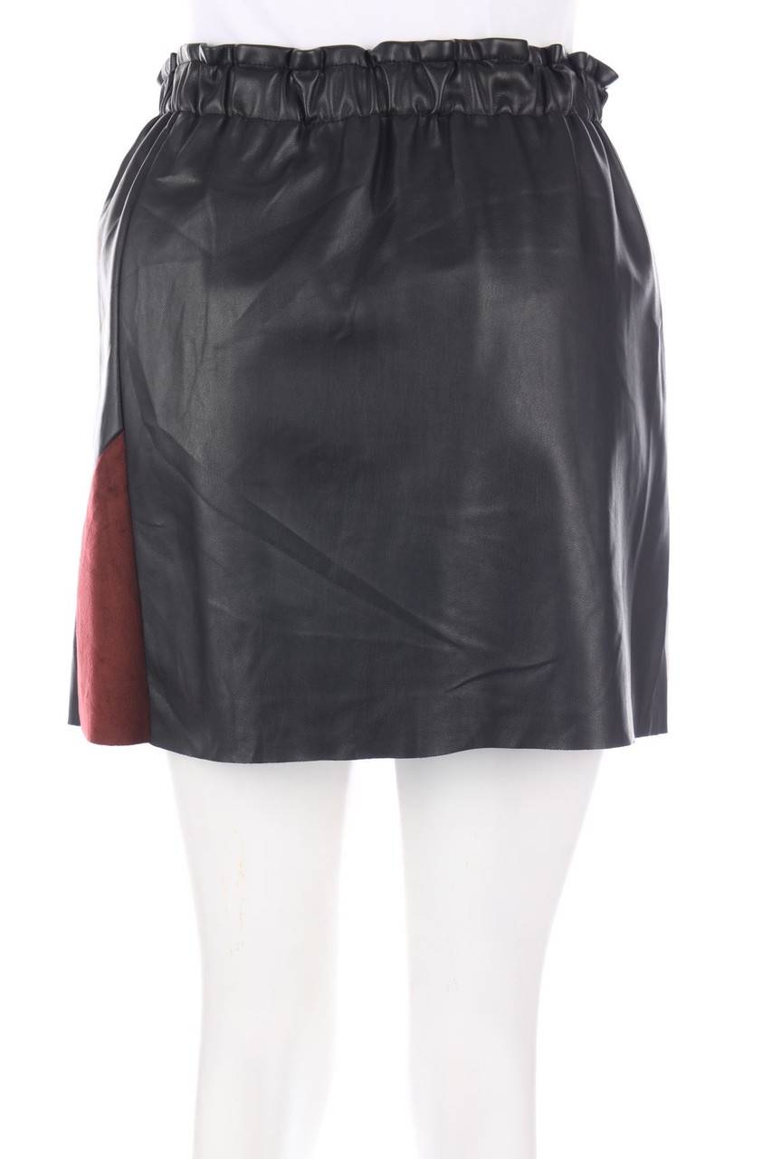 Carou ZARA Faux Leather-Minirock Im Patchwork-Stil