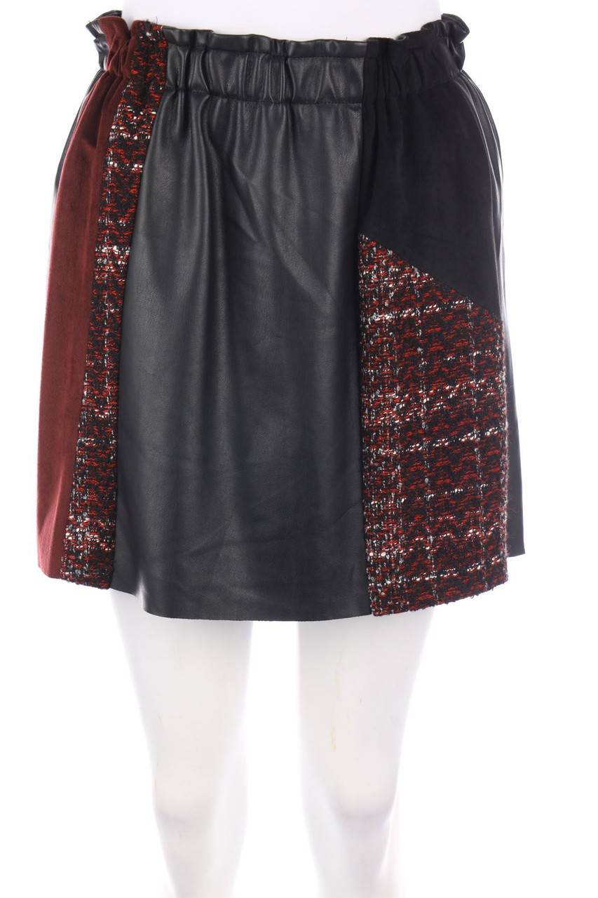 Carou ZARA Faux Leather-Minirock im Patchwork-Stil