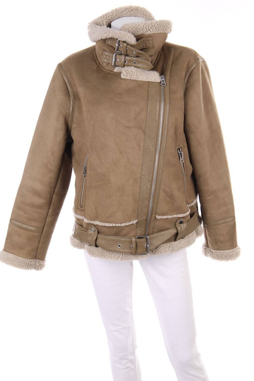 Carou ZARA Faux Shearling-Jacke Mit Applikationen