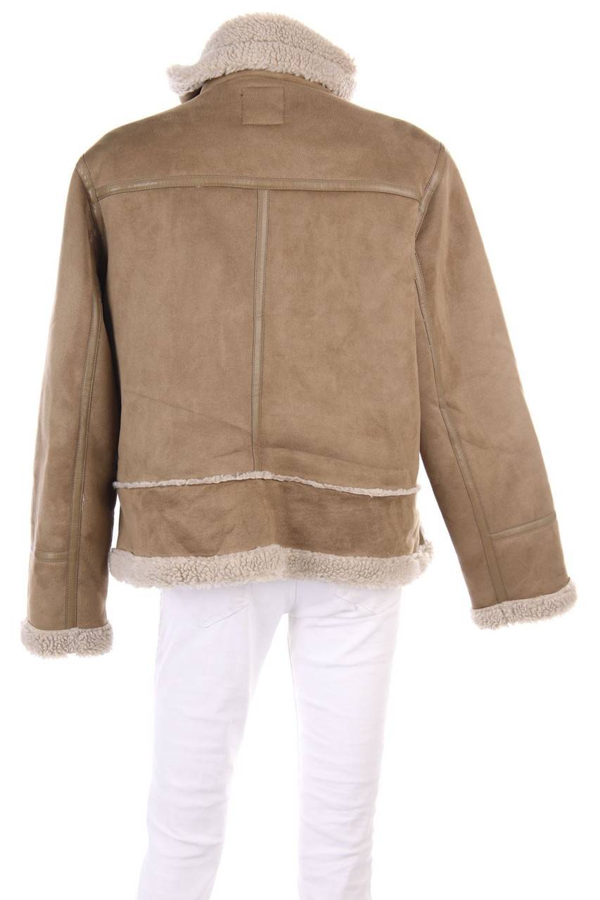 Carou ZARA Faux Shearling-Jacke Mit Applikationen