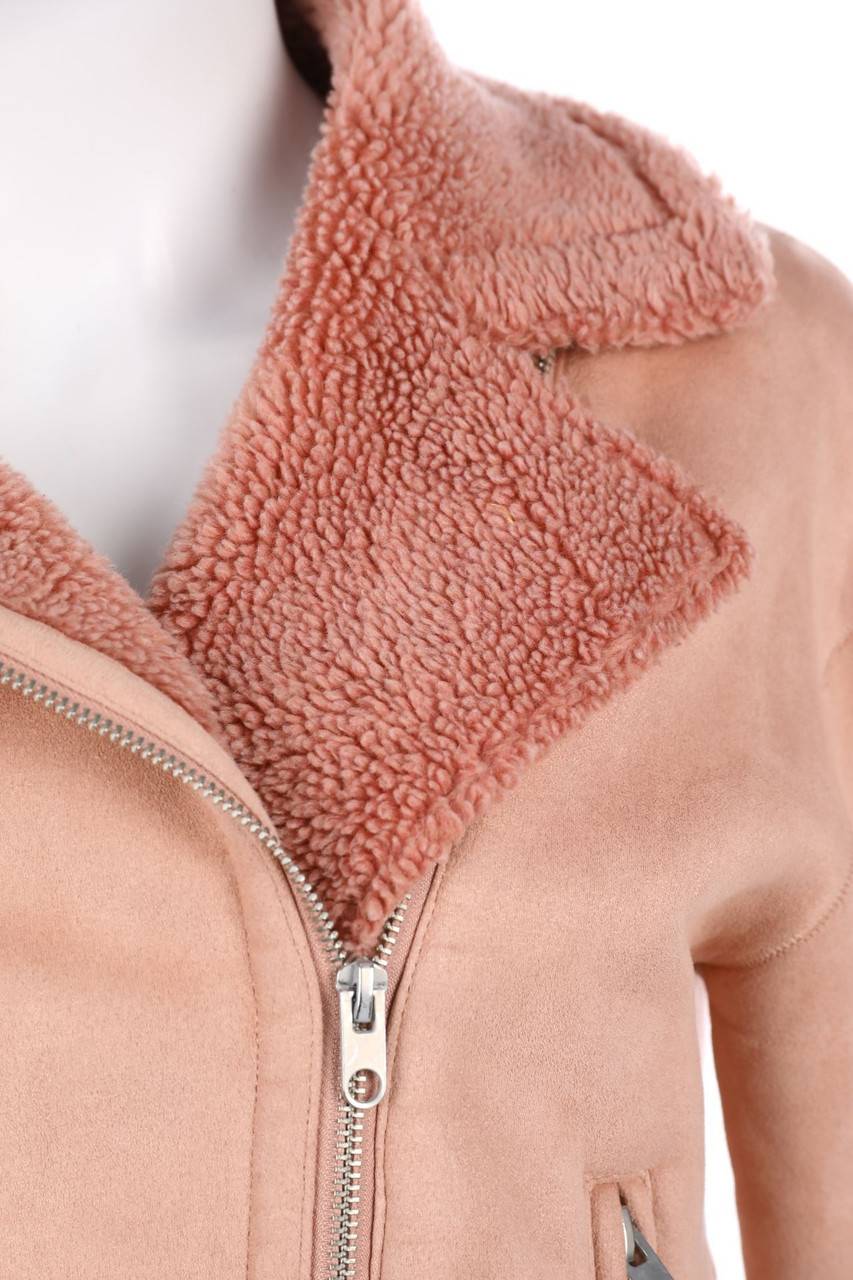 Carou ZARA Kunstlederjacke Mit Faux Fur-Kragen