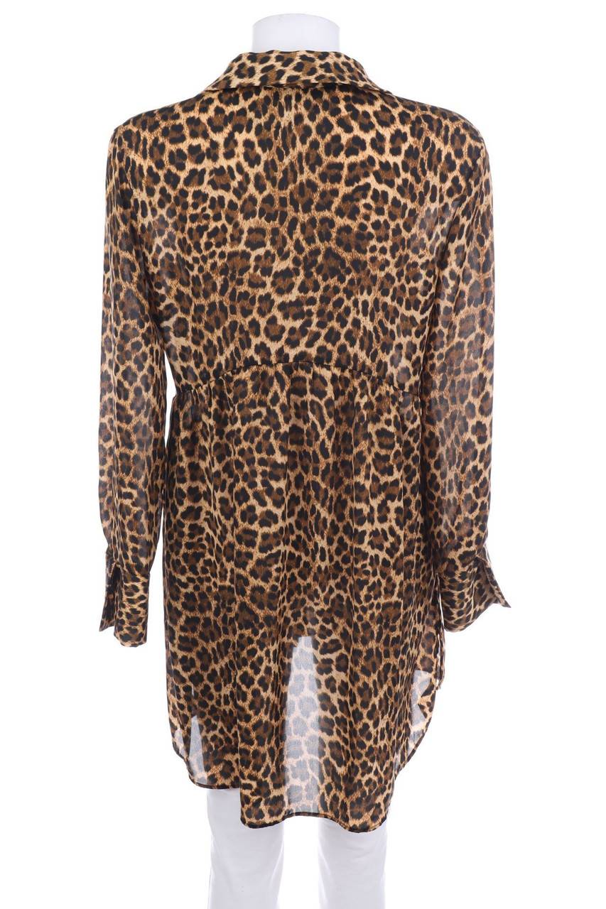 Carou ZARA Long-Bluse Mit Leo-Print