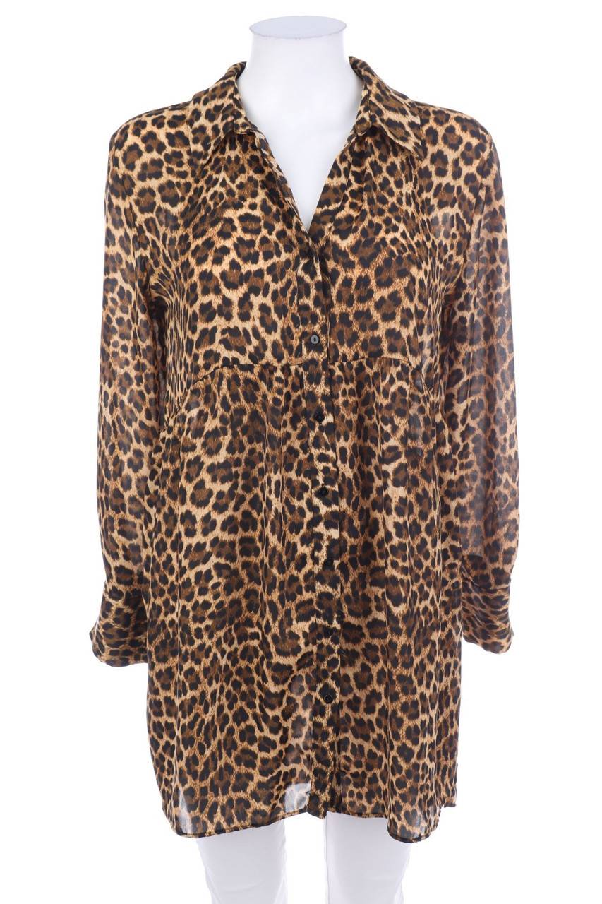 Carou ZARA Long-Bluse mit Leo-Print