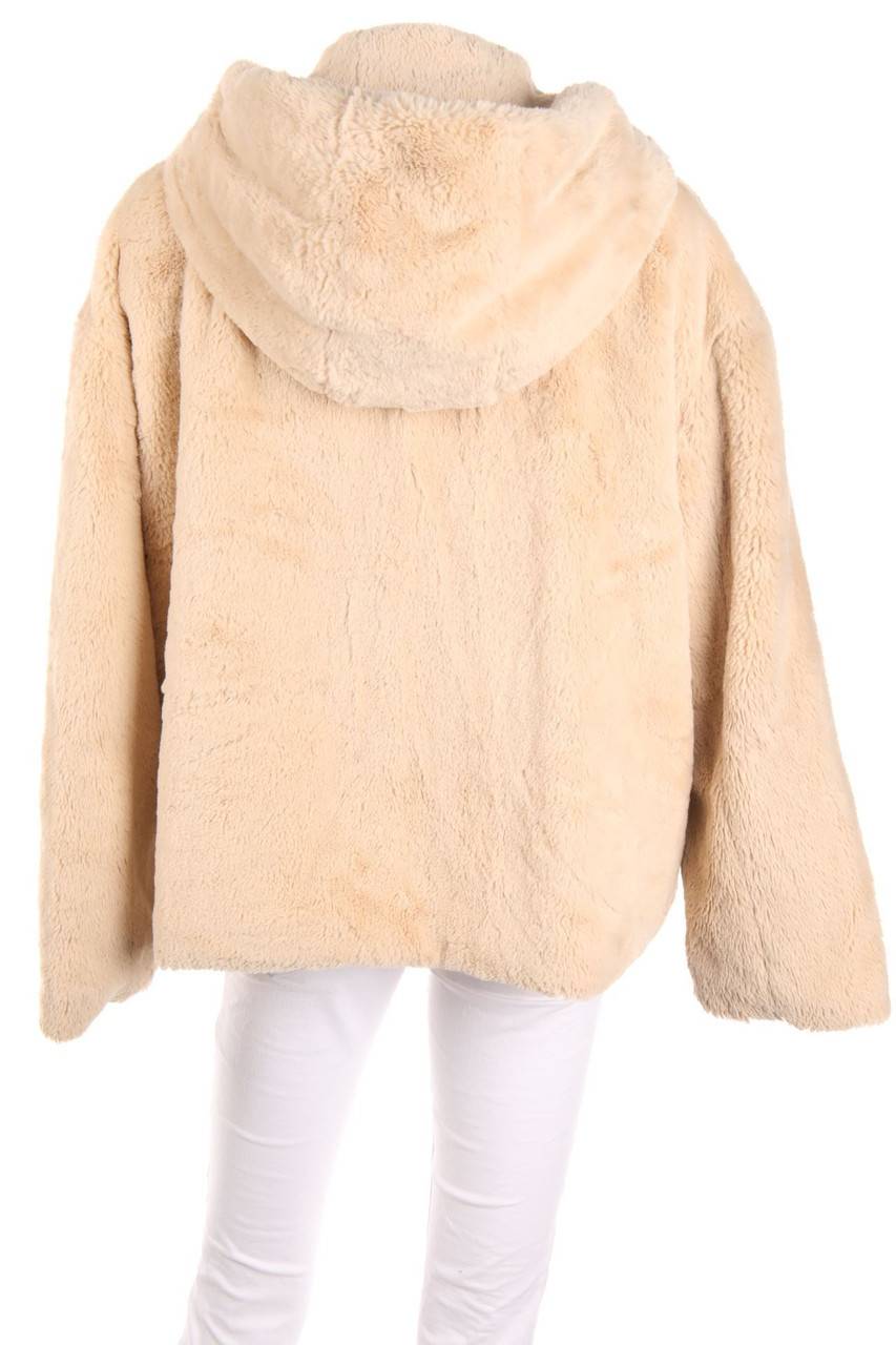 Carou ZARA Oversize-Fake Fur-Jacke Mit Kapuze