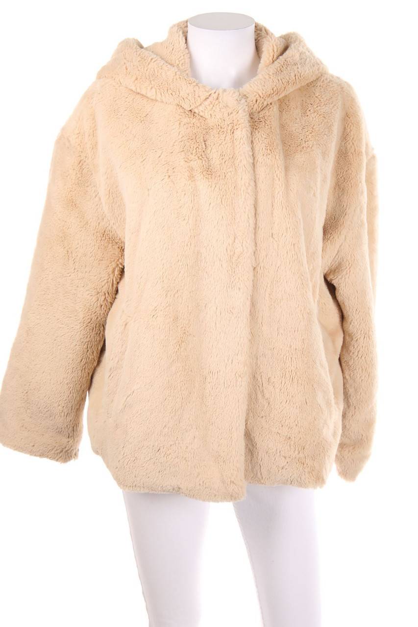 Carou ZARA Oversize-Fake Fur-Jacke mit Kapuze