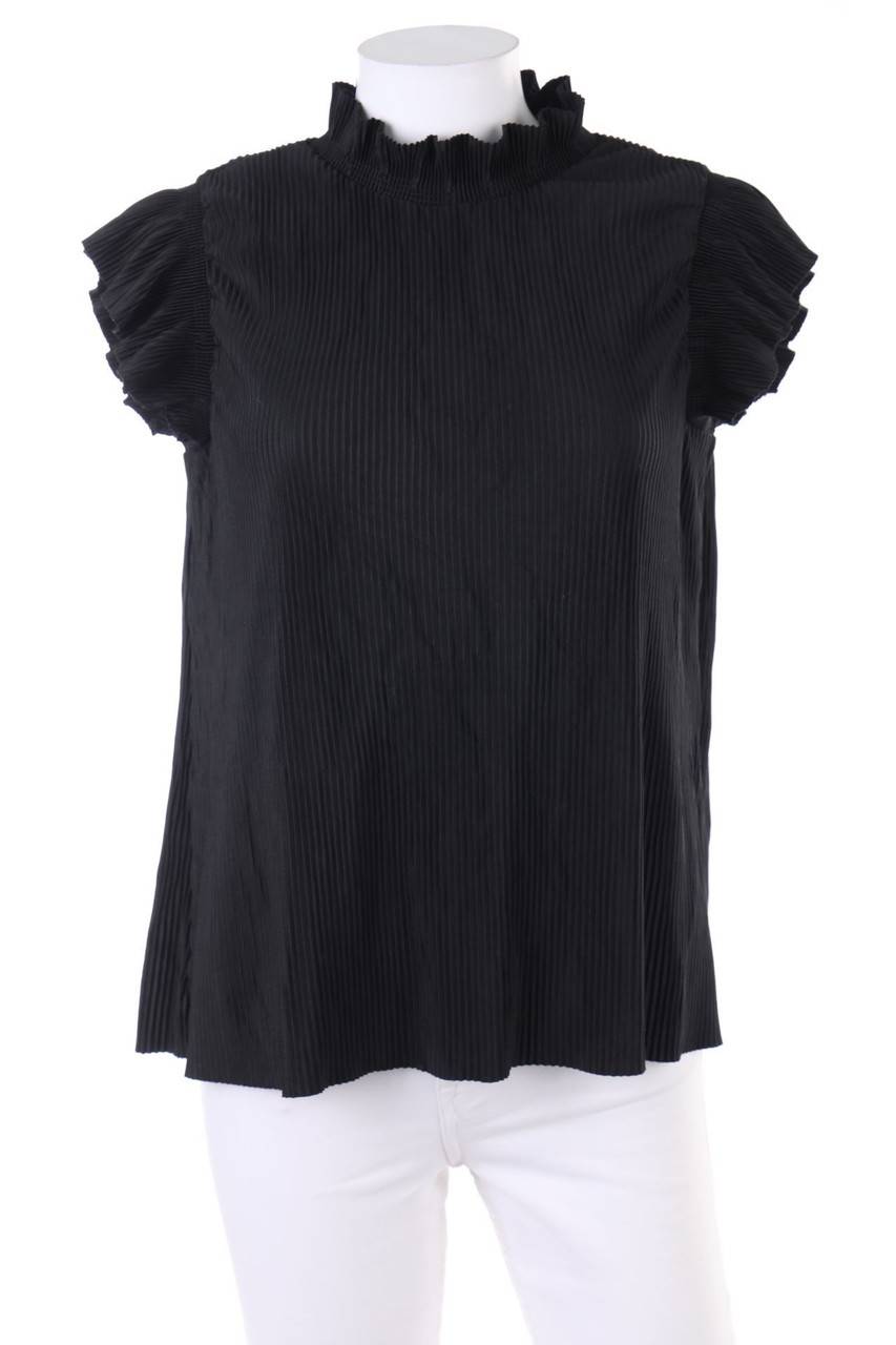 Carou ZARA Plissee-Kurzarm-Bluse