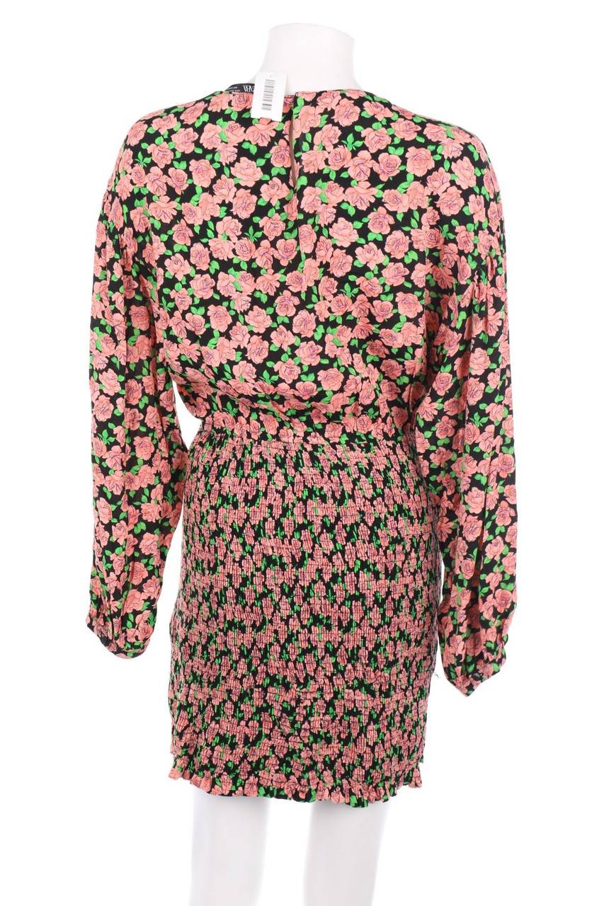 Carou ZARA Print-Kleid Mit Smok-Details