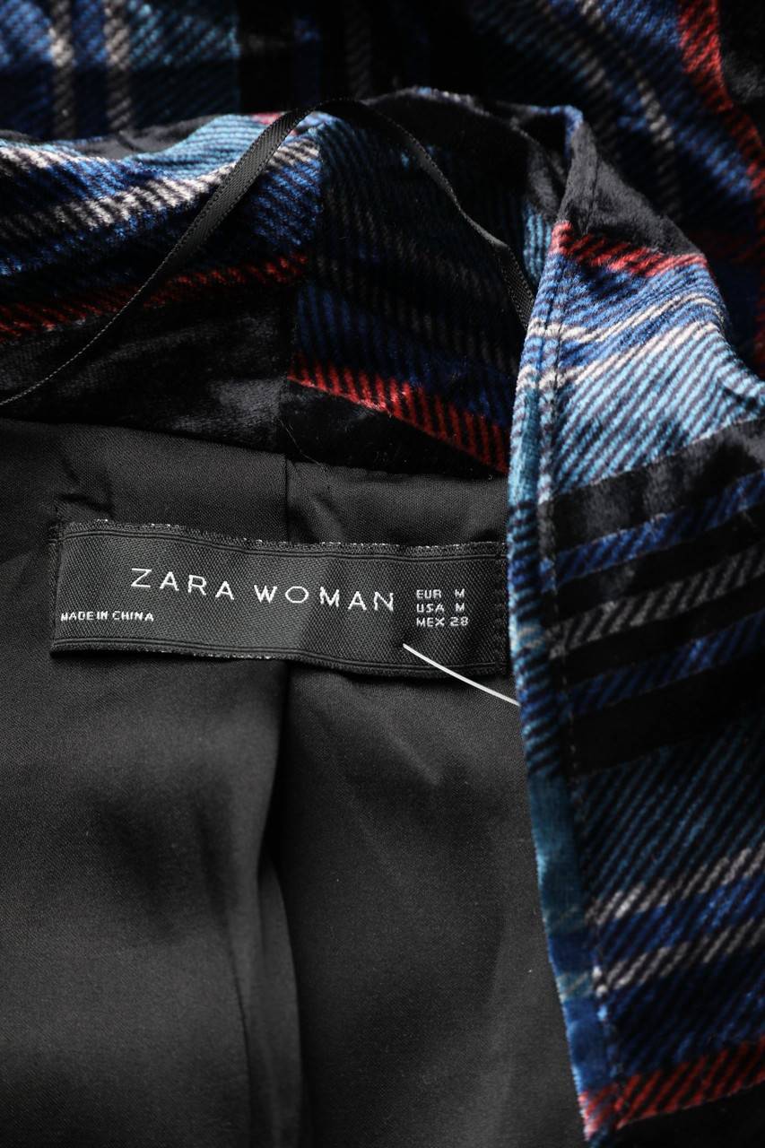Carou ZARA Samt-Blazer Mit Karo-Muster