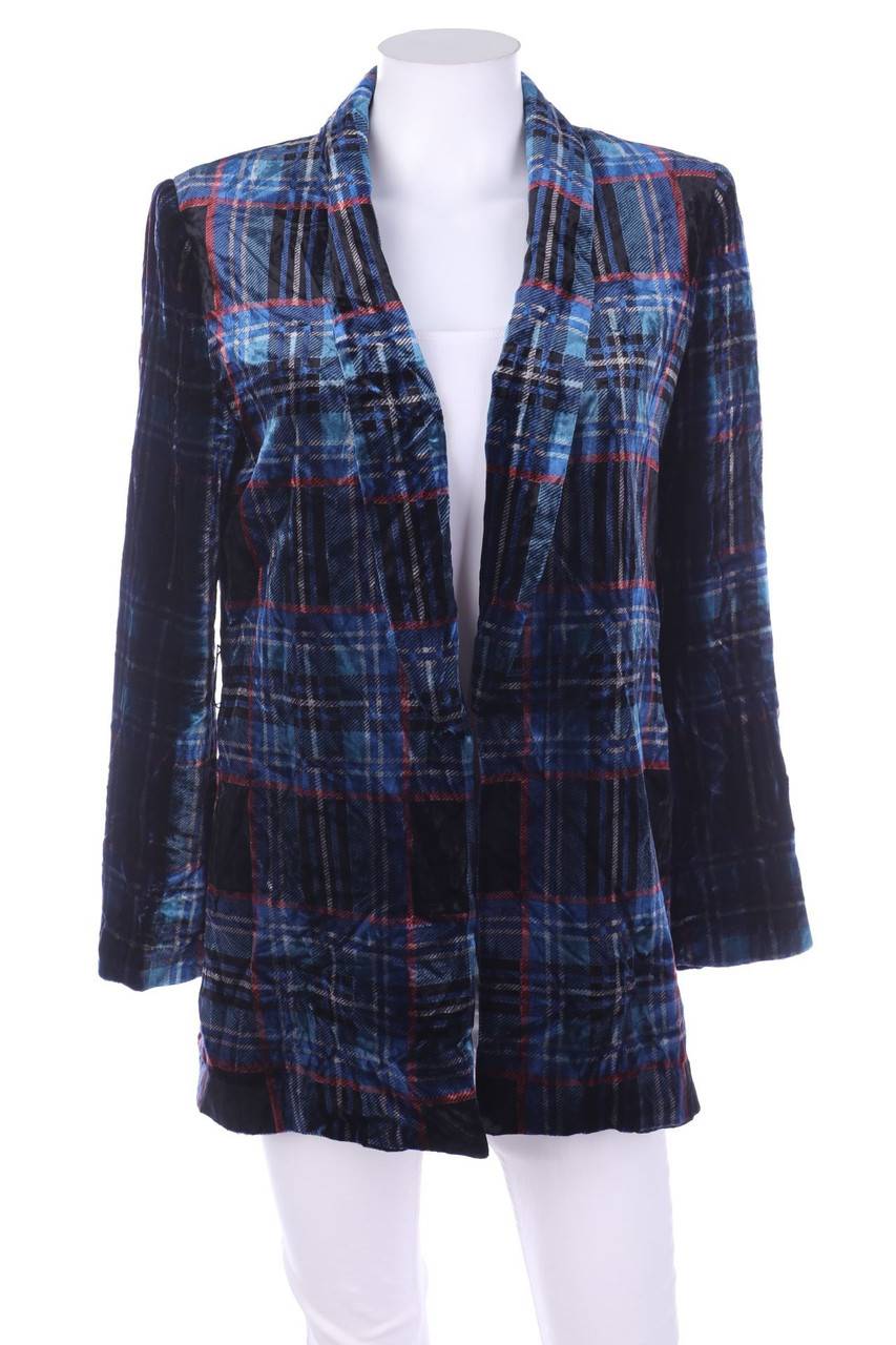 Carou ZARA Samt-Blazer mit Karo-Muster