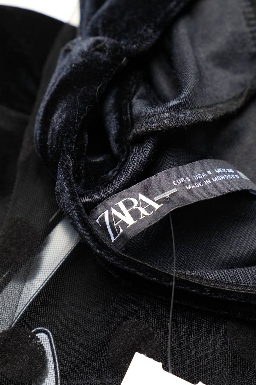 Carou ZARA Samt-Kleid Mit Tüll