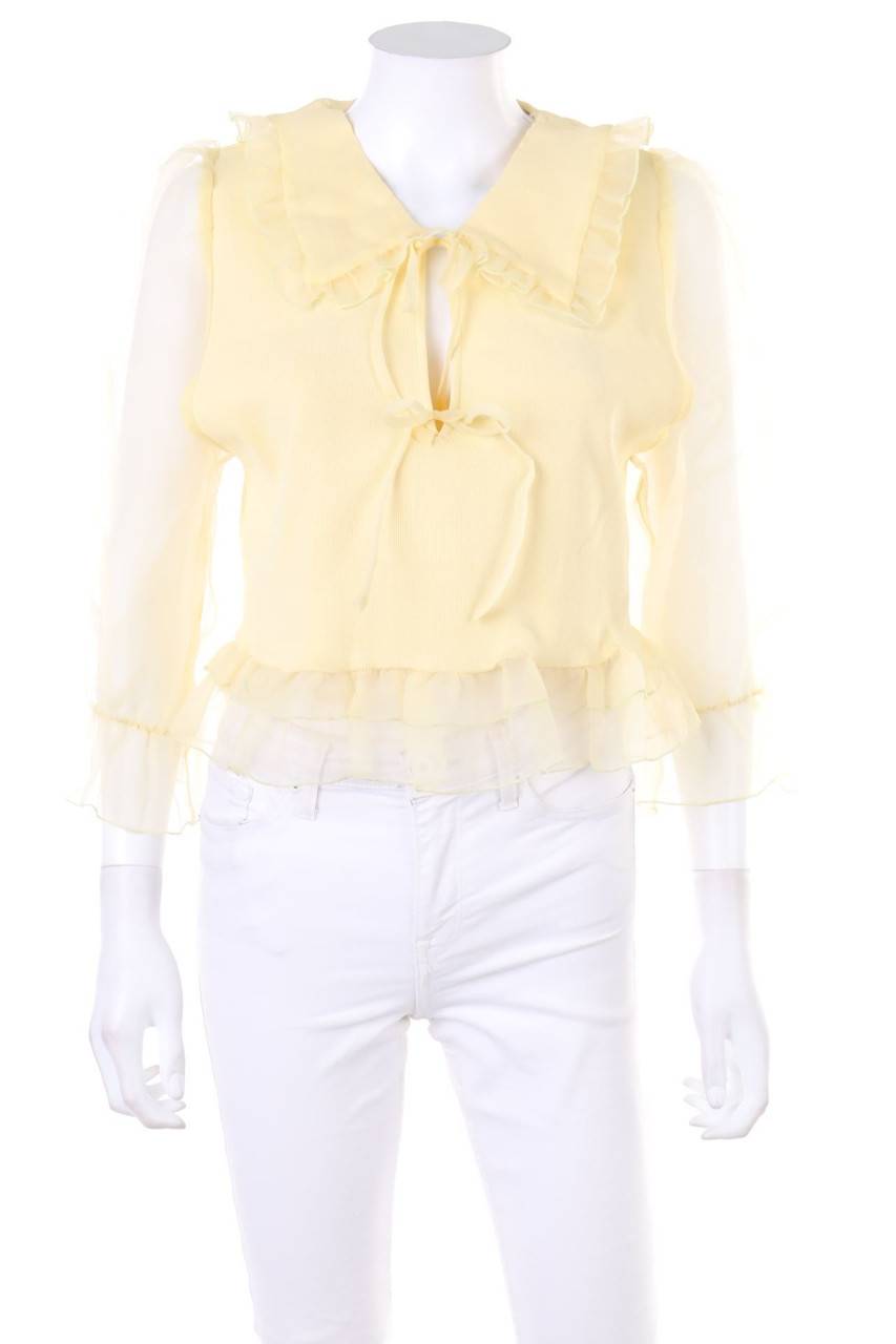 Carou ZARA Strick-Pullover mit Chiffon