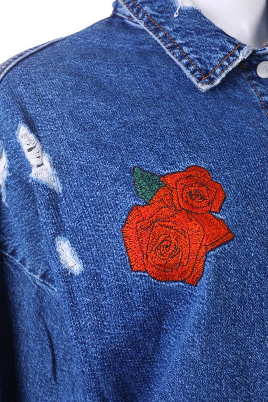 Carou ZARA TRF Destroyed-Jeans-Mantel Mit Patches