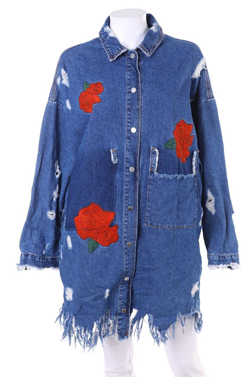 Carou ZARA TRF Destroyed-Jeans-Mantel mit Patches