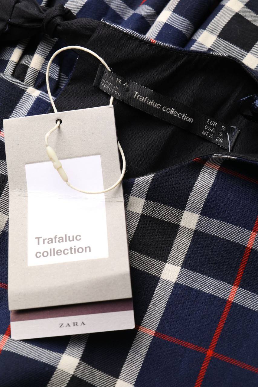 Carou ZARA TRF Tartan-Blusentop Mit Schößchen
