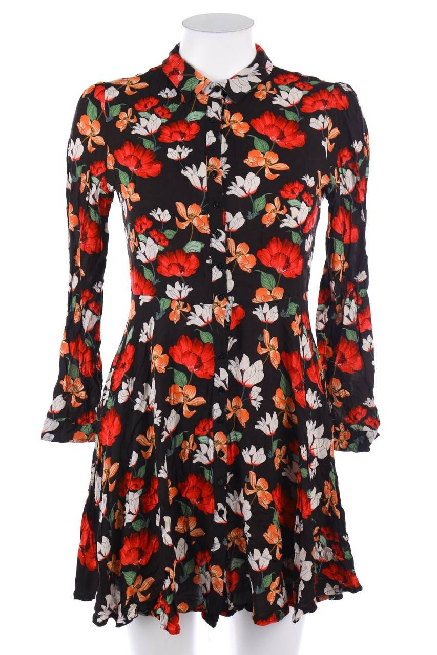 Carou ZARA WOMAN Blusenkleid mit Blumen-Print