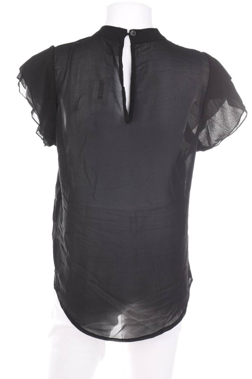 Carou Zebra Kurzarm-Bluse Mit Spitzen-Einsatz