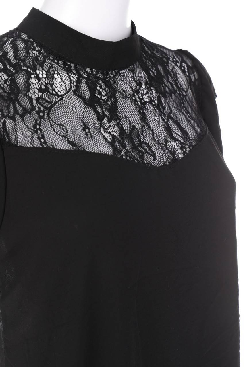 Carou Zebra Kurzarm-Bluse Mit Spitzen-Einsatz