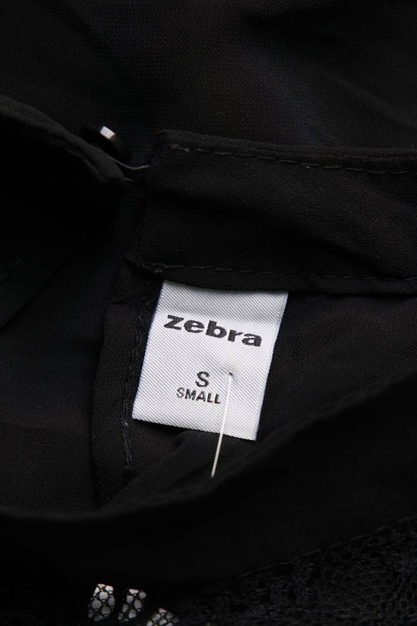 Carou Zebra Kurzarm-Bluse Mit Spitzen-Einsatz