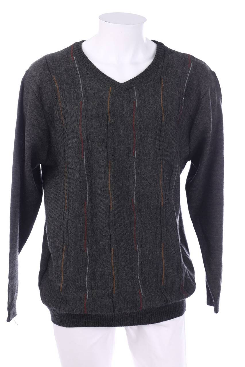 Carou CASUAL CX V-Neck-Pullover aus Woll-Mix mit Streifen