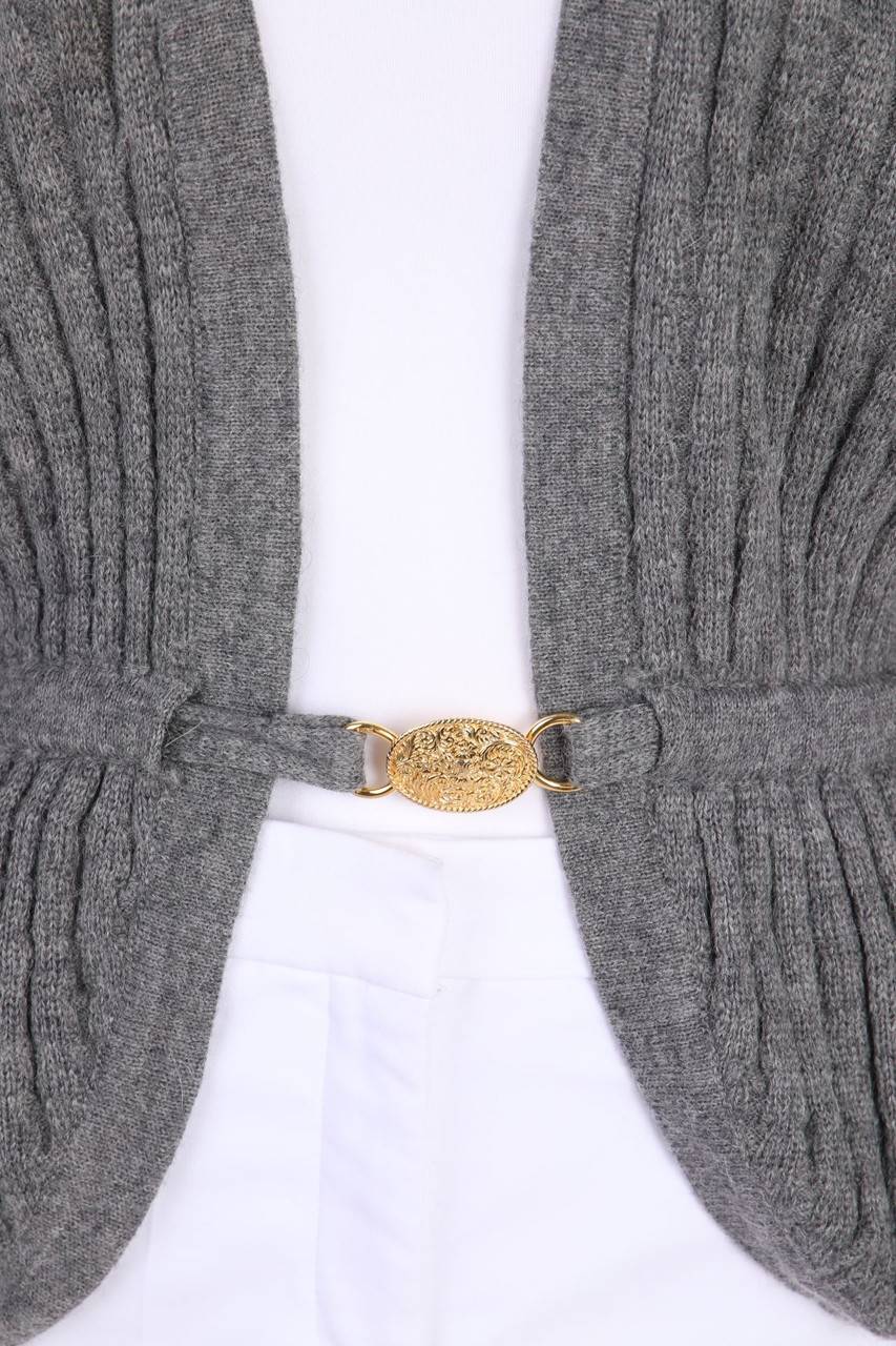 Carou CELINE Vintage-Cardigan Aus Woll-Mix Mit Alpaka Mit Logo-Plakette