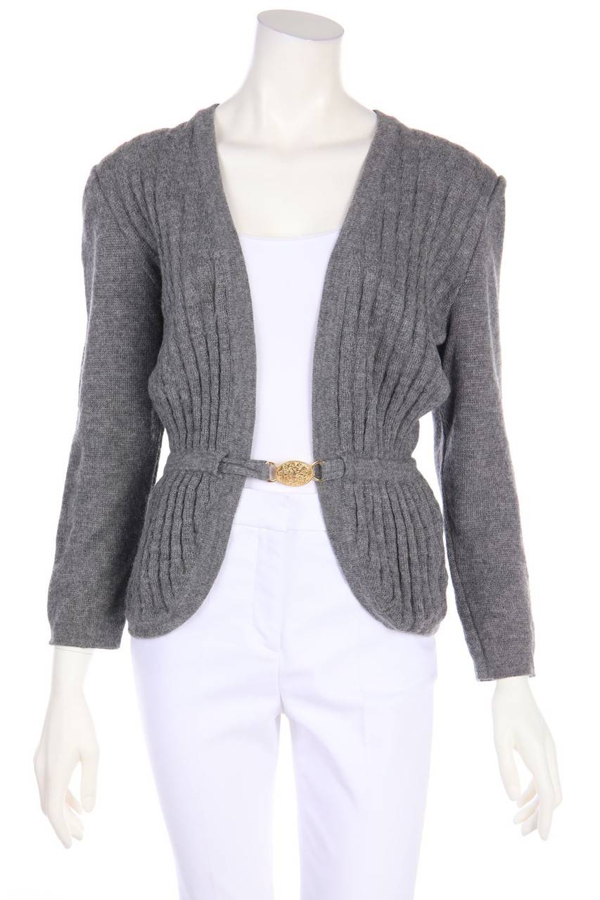 Carou CELINE Vintage-Cardigan aus Woll-Mix mit Alpaka mit Logo-Plakette