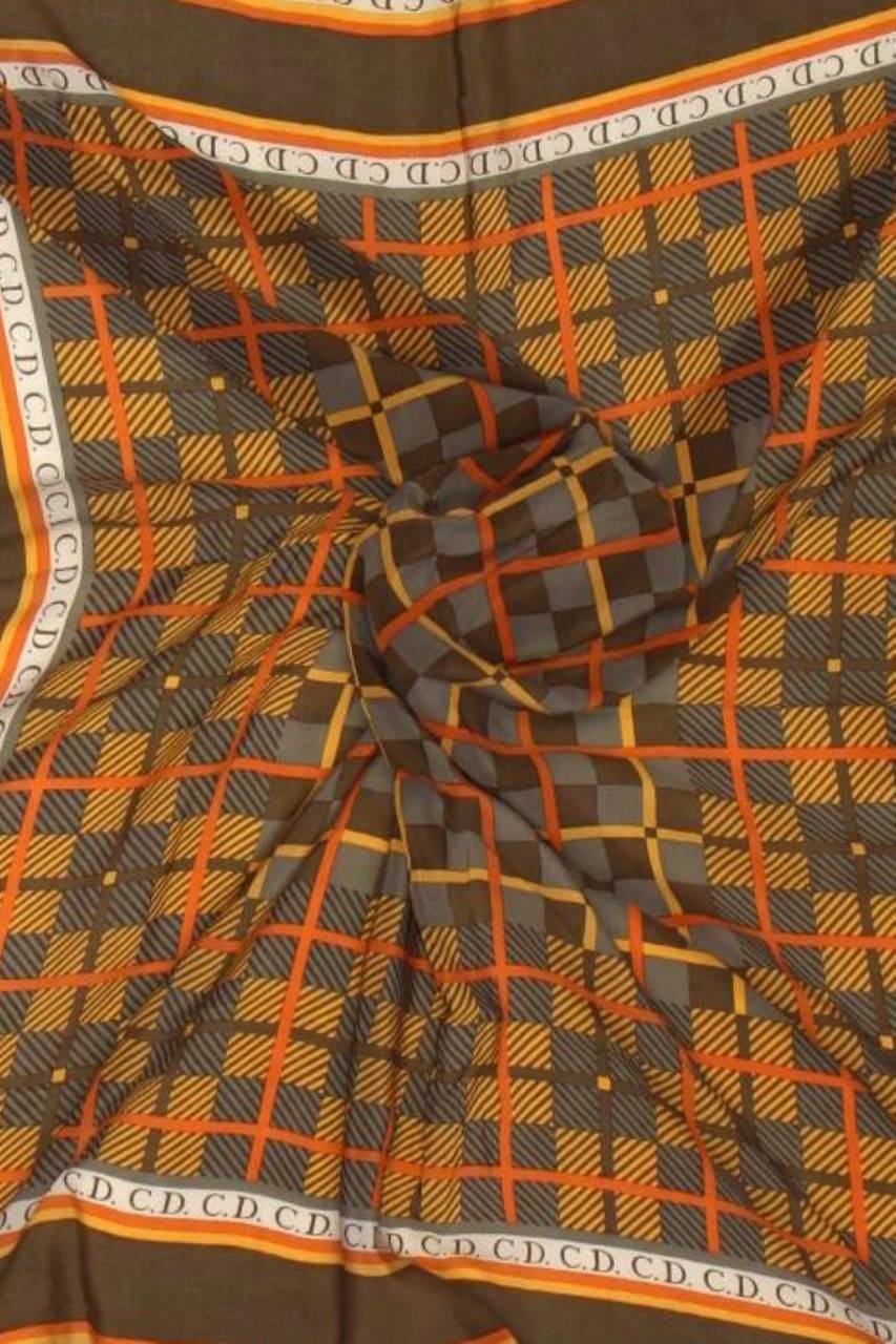 Carou Christian Dior Vintage-Seidentuch Mit Karo-Muster Mit Logo-Print
