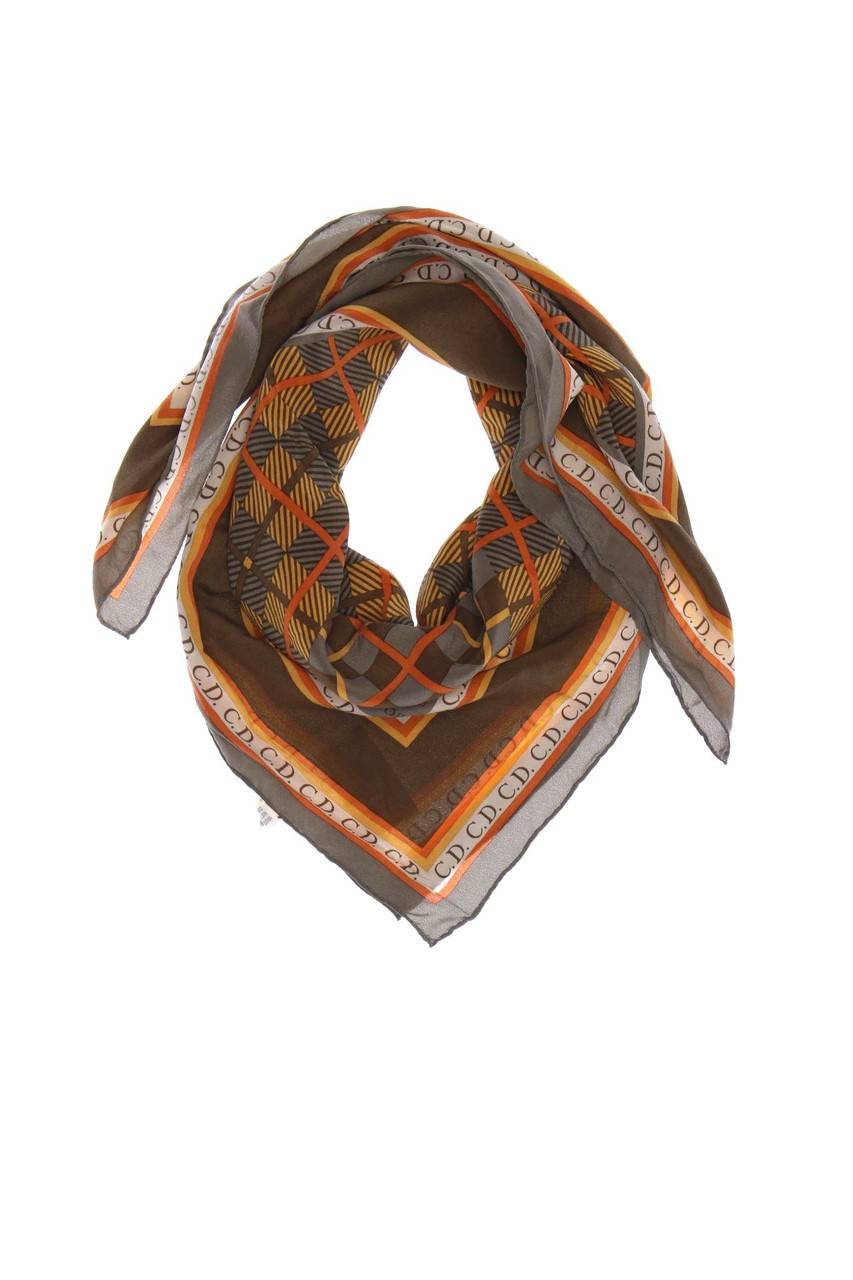 Carou Christian Dior Vintage-Seidentuch mit Karo-Muster mit Logo-Print