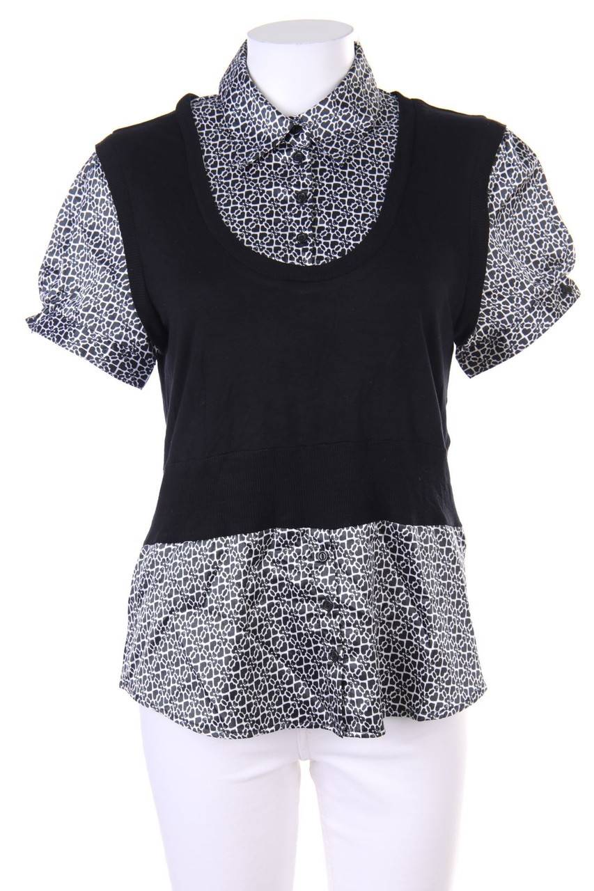 Carou CLOCKHOUSE by C&A Kurzarm-Bluse im Layer Look mit Muster