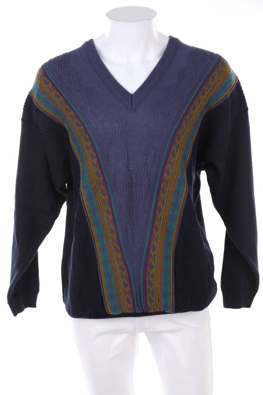 Carou Coletti STUDIO V-Neck-Pullover aus Woll-Mix mit Streifen