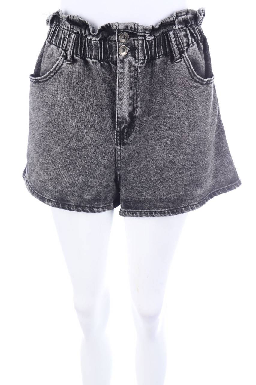 Carou COLLECTION Used Look Jeans-Shorts mit Raffungen