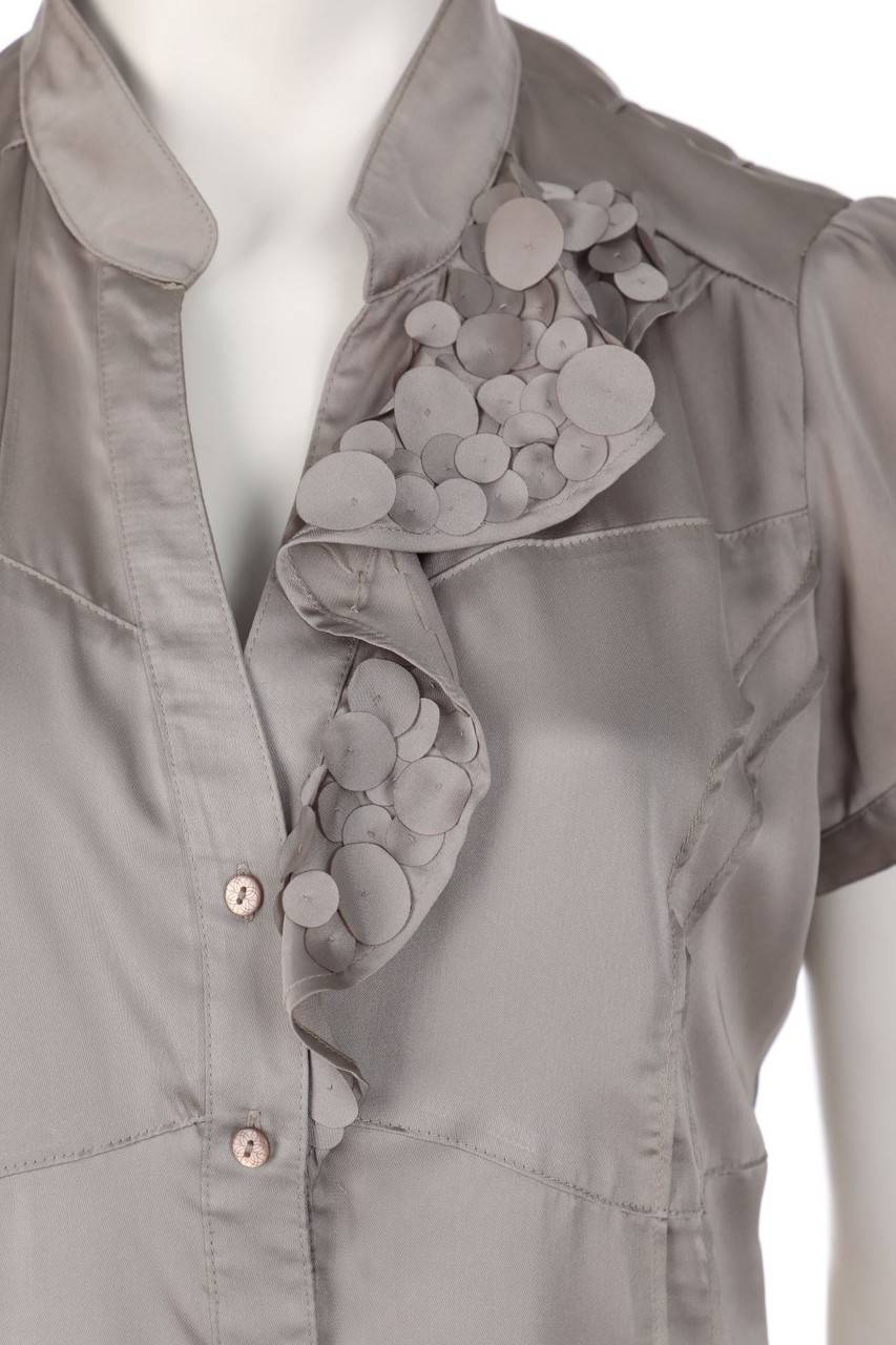 Carou Comma Kurzarm-Bluse Aus Satin Mit Applikationen