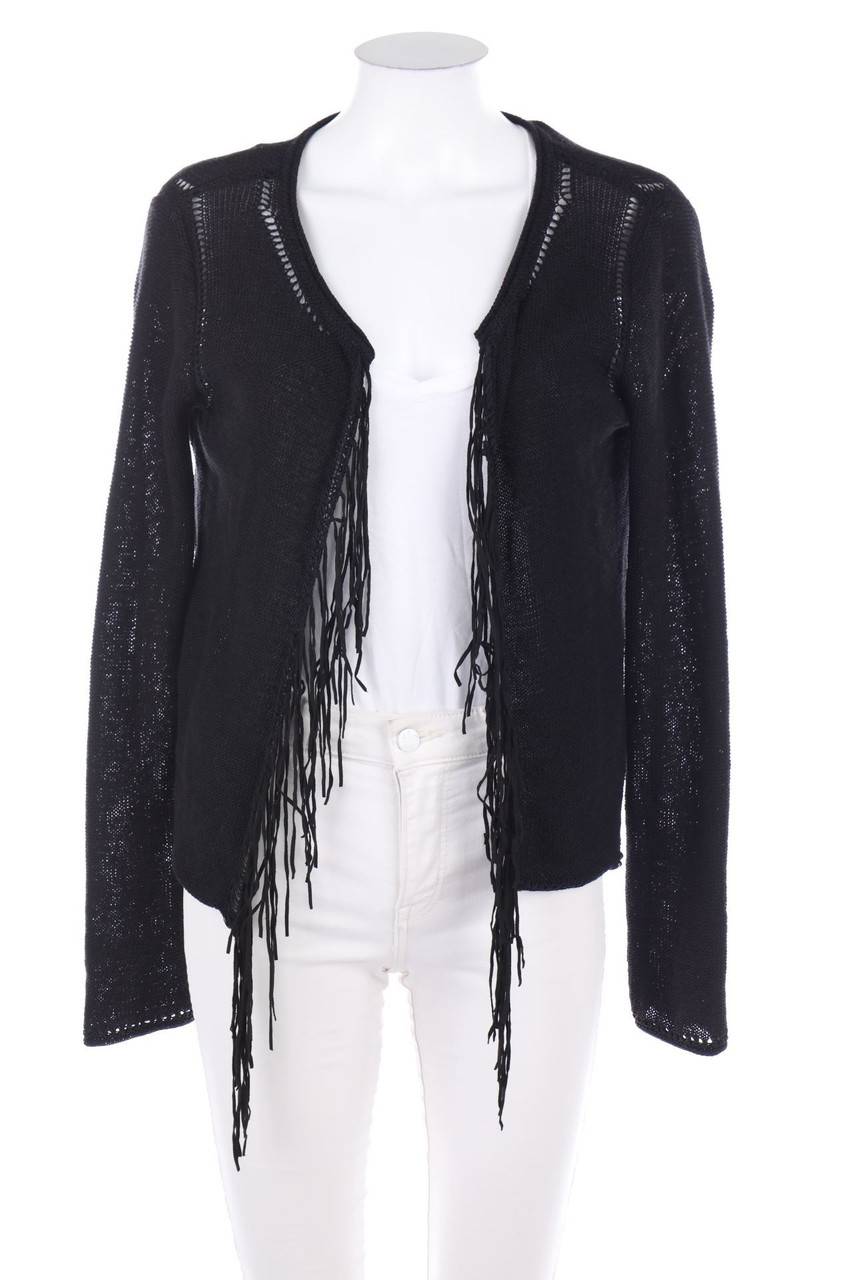 Carou cop.copine Cardigan aus Leinen-Mix mit Fransen