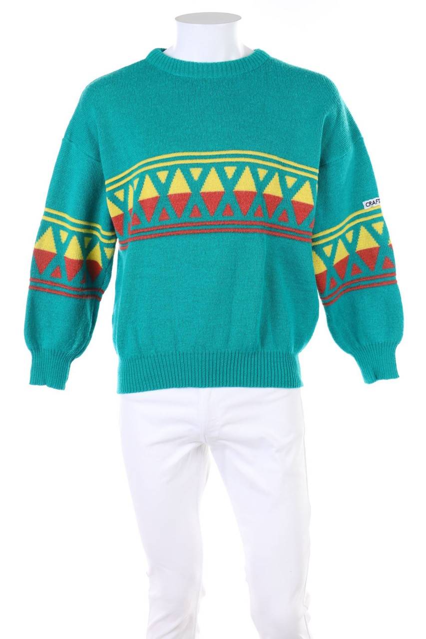 Carou CRAFT OF SWEDEN Pullover aus Woll-Mix mit geometrischem Muster