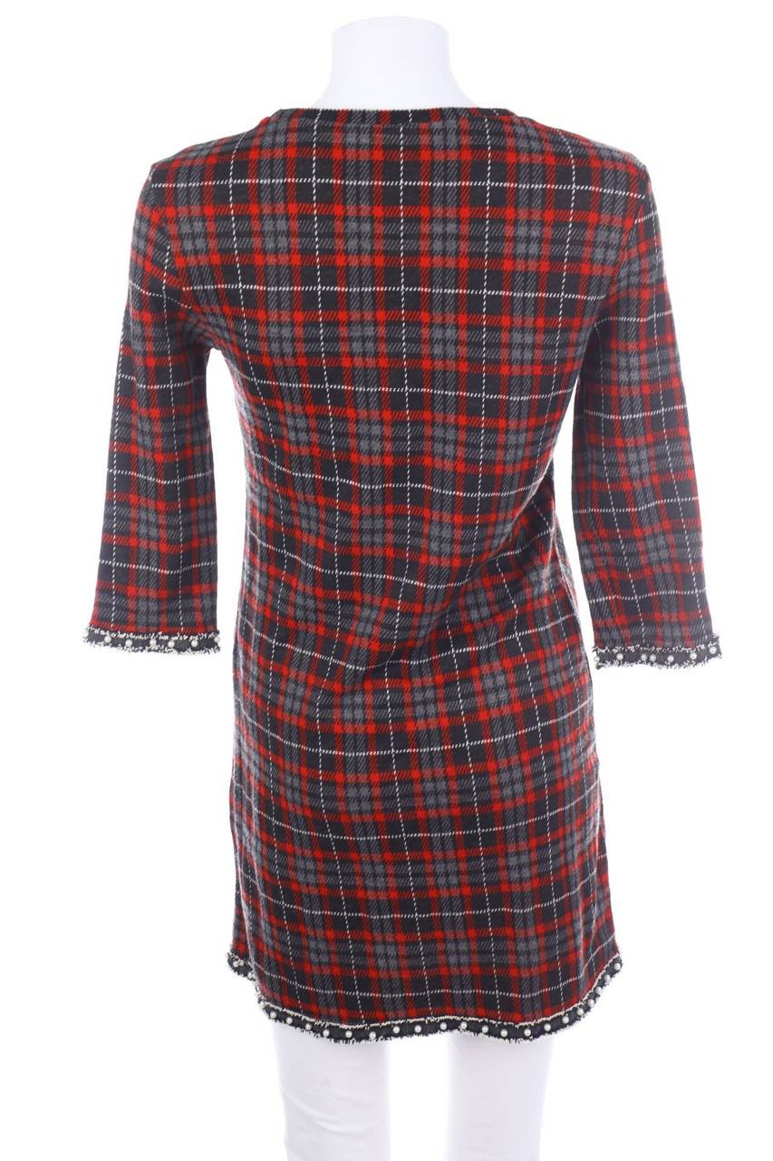 Carou Desigual Tartan-Kleid Mit 3/4-Ärmel Mit Perlen